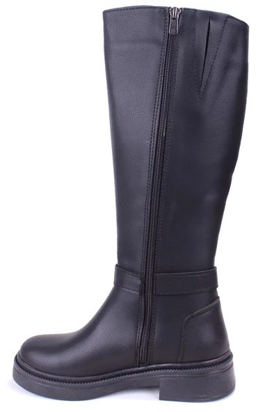 Dagoster DZA07-1275107 Siyah Fermuarlı Düz Topuklu  Kadın Çizme - Resim 3