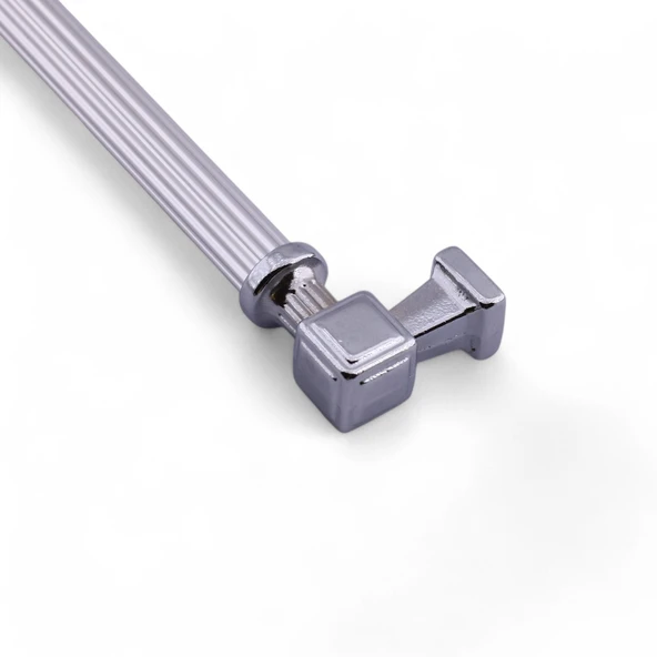 Mobilya Çekmece Mutfak Dolabı Dolap Kulpları Kulb 22.4 cm 128 mm Çizgili Krom Renk Metal Kulp - Resim 5