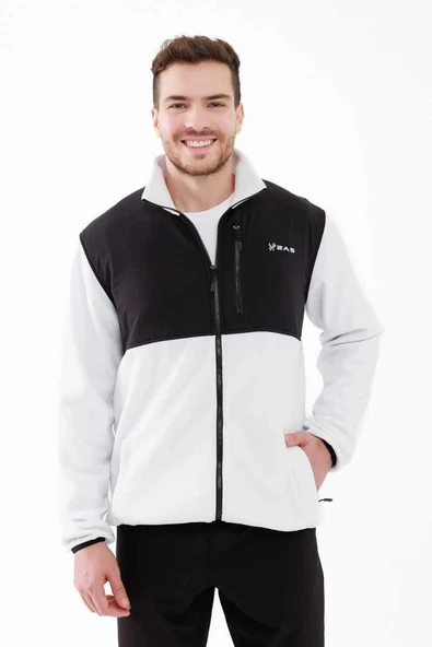 2AS Cliff Erkek Parçalı İnce Polar Sweatshirt Beyaz