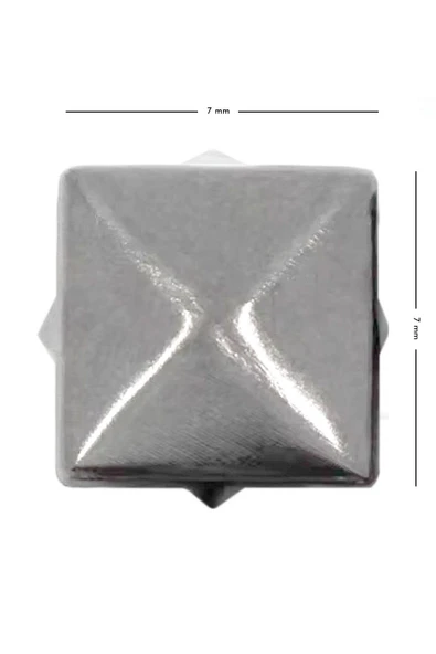 Süs Tırnaklı Çakma Kare Piramit 7 mm 20 Adet Metal Trok - Resim 4