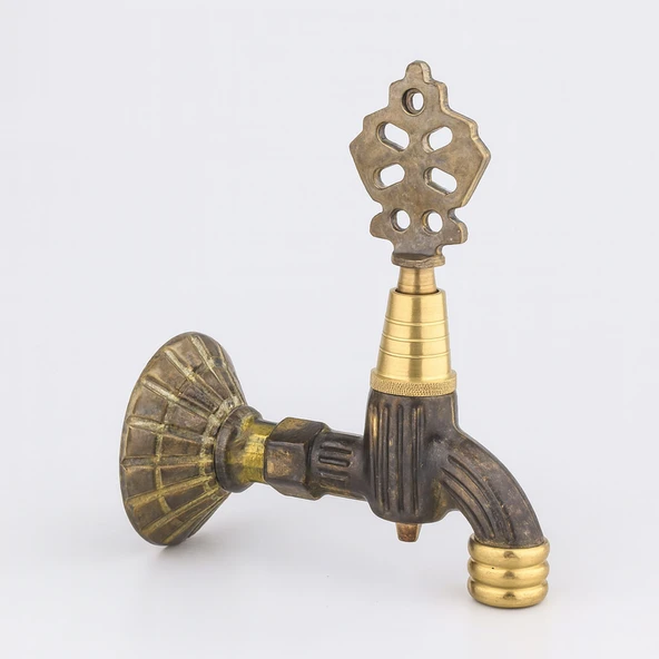 Osmanlı Motifli Musluk Bahçe Çeşme Şadırvan Balkon İçin Dekoratif Otantik Antik Musluk Pirinç Döküm - Resim 6