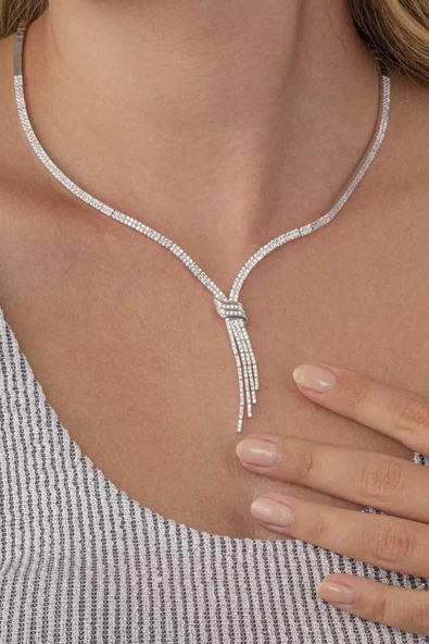 Gümüş Pazarım Su Yolu Kemerli 925 Ayar Gümüş Kolye - Resim 3