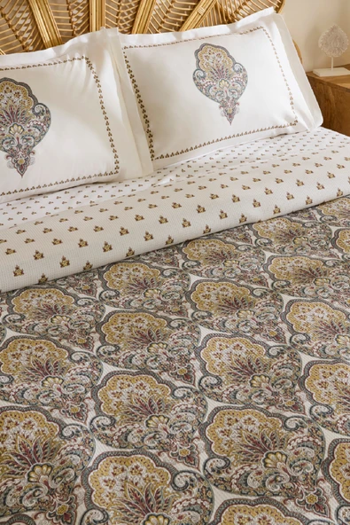 Cherly %100 Pamuk Çift Kişilik Pike Takımı Hardal - Resim 7