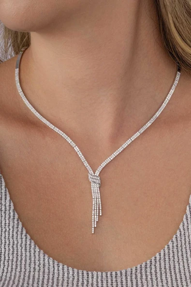 Gümüş Pazarım Su Yolu Kemerli 925 Ayar Gümüş Kolye - Resim 2