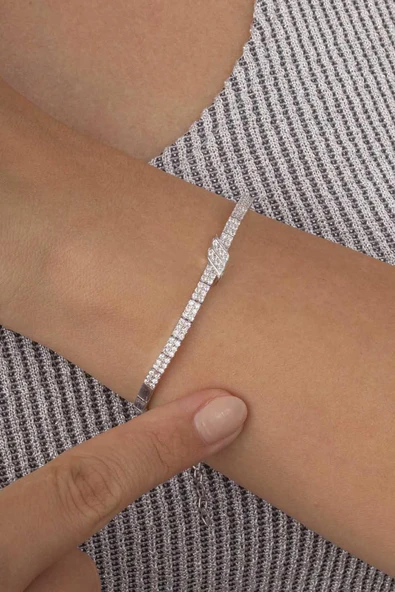 Gümüş Pazarım Su Yolu Kemerli 925 Ayar Gümüş Bileklik ürün görseli 1