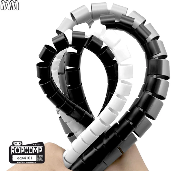 Ropcomp Spiral Kablo Kanalı Kablo Düzenleyici Toplayıcı Tutucu 1.5M 22mm (Gri) - Resim 3