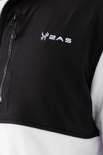 2AS Cliff Erkek Parçalı İnce Polar Sweatshirt Beyaz - 2