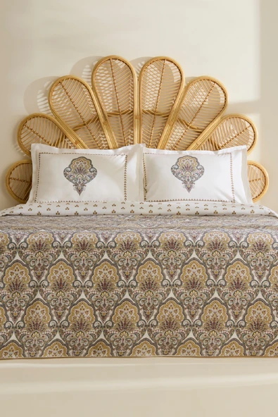 Cherly %100 Pamuk Çift Kişilik Pike Takımı Hardal - Resim 4