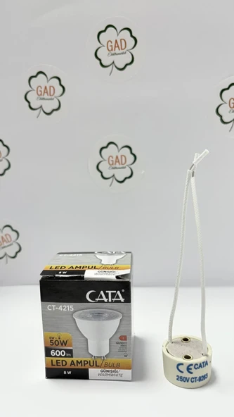Cata Gu/10 Duy Ct-9263 + 8w Gu/10 Led Ampul 3000K (Günışığı) Ct-4215 ürün görseli