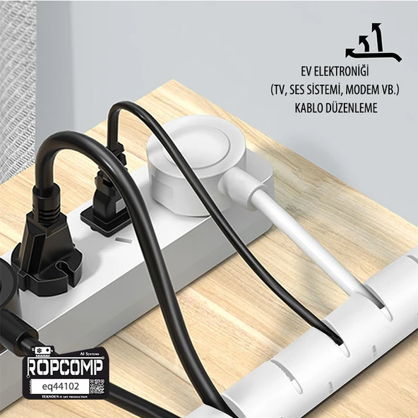 Ropcomp Spiral Kablo Kanalı Kablo Düzenleyici Toplayıcı Tutucu 1.5M 28mm (Siyah) - Resim 3