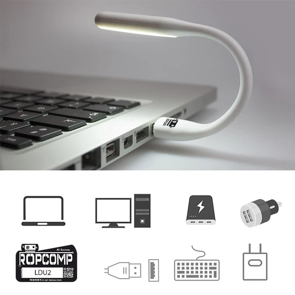 Ropcomp USB LED Işık Esnek Okuma ve Klavye Lambası (Beyaz) - Resim 2