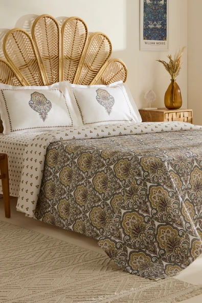 Cherly %100 Pamuk Çift Kişilik Pike Takımı Hardal - Resim 5