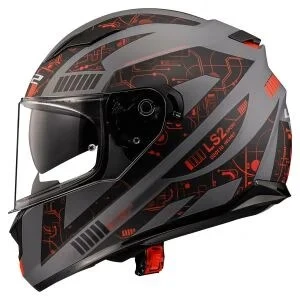 LS2 STREAM EVO TECT MAT GRI KIRMIZI KAPALI KASK - 4