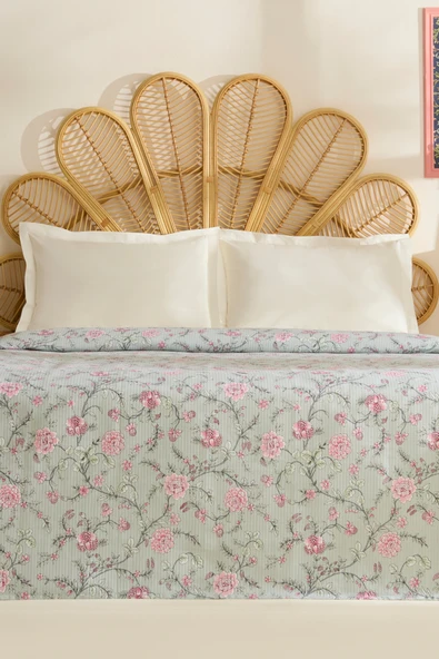 Nymira %100 Pamuk Çift Kişilik Tek Pike Mint - Resim 2