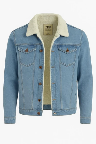 Zbd Erkek Slim Fit Kürklü Kot Ceket - 7432