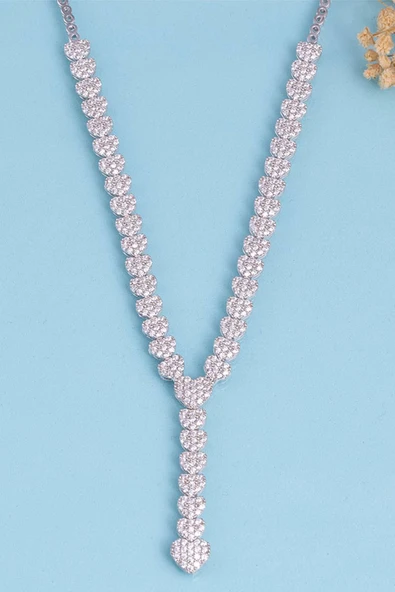 Gümüş Pazarım Kalp Süzmesi 925 Ayar Gümüş Rodyum Kaplama Su Yolu Kolye ürün görseli 1