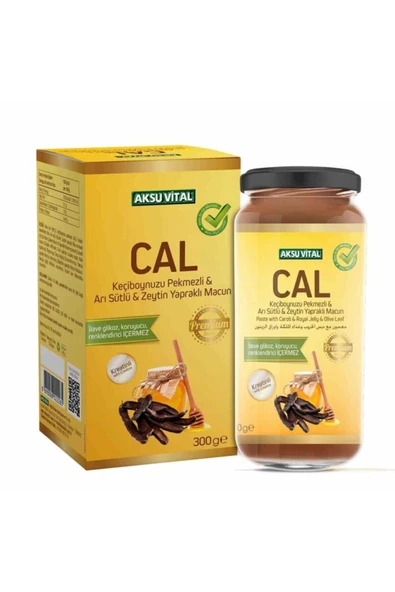 AKSU VİTAL Cal Keçiboynuzu Pekmezli Arı Sütlü Zeytin Yapraklı Macun 300 gr