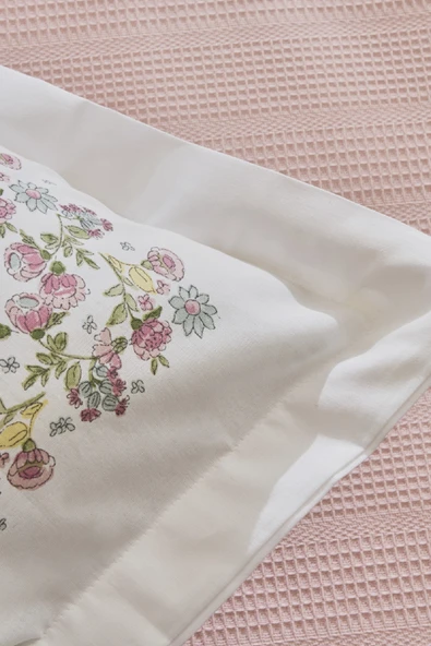 Roshell %100 Pamuk Çift Kişilik Pike Takımı Pudra - Resim 3