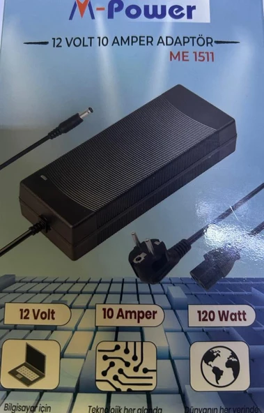 SMPS ADAPTÖR 12V DC 10A   Switchmode LAPTOP TİP M-POWER - Resim 2