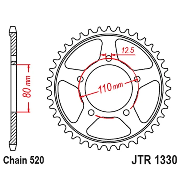 JT XL750 TRANSALP 23-24 ARKA DİŞLİ JTR1330.45ZBK - Resim 2