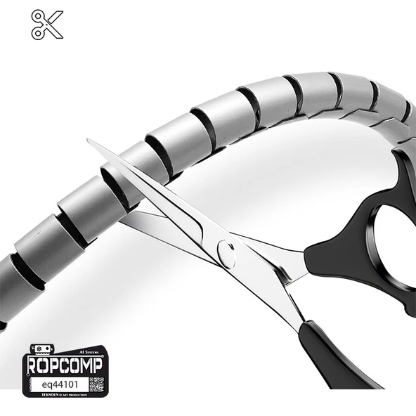 Ropcomp Spiral Kablo Kanalı Kablo Düzenleyici Toplayıcı Tutucu 1.5M 22mm (Gri) - Resim 5
