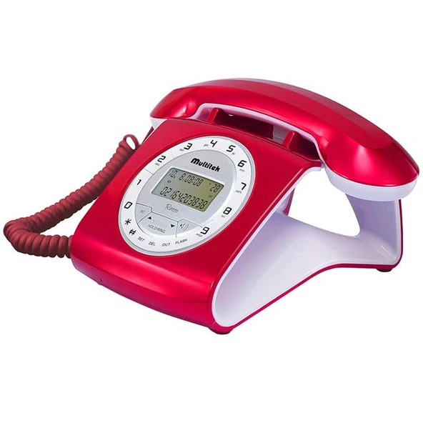 Multitek Retro CID 12 Haneli Lcd Ekran Siyah-Kırmızı Masaüstü Telefon - Resim 2