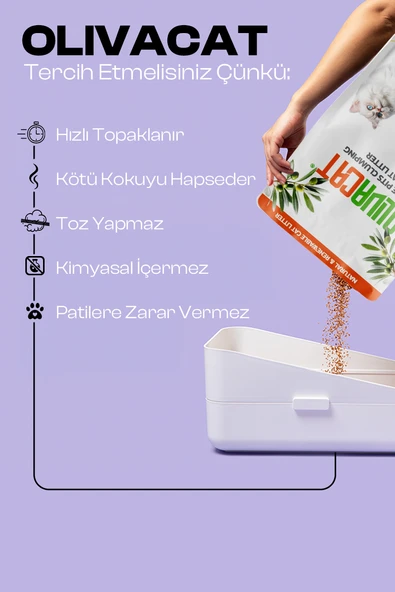 Zeytin Çekirdeğinden Üretilen Doğal Tozsuz Kedi Kumu 7L 2 Adet - 2