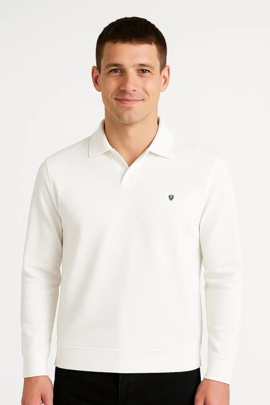 Gewer Erkek Slim Fit Uzun Kol Polo Yaka Sweatshırt-7428