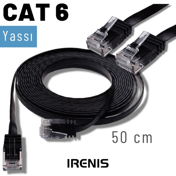 IRENIS 50 cm CAT6 Kablo Yassı Ethernet Network Lan Ağ İnternet Kablosu - Resim 3