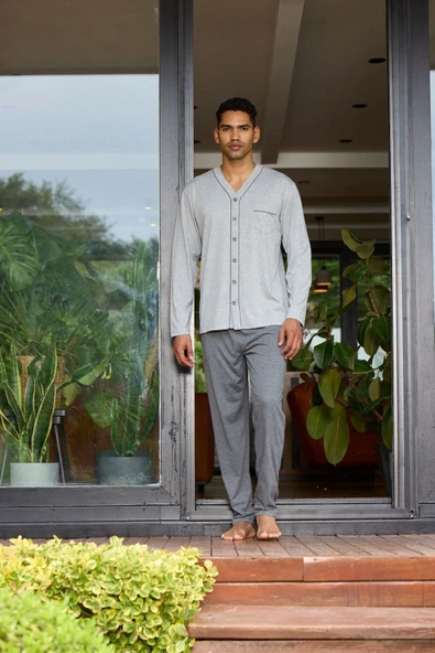 Kocabey 9134 Erkek  V Yaka Boydan Düğmeli Pijama Takımı ürün görseli