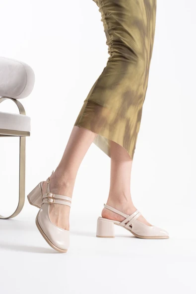 Faye Bej Rugan Kadın Topuklu Ayakkabı - Resim 7