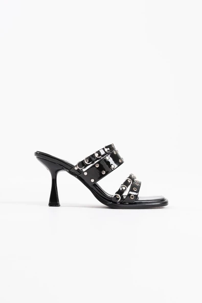 Merlin Topuklu Kadın Siyah Terlik ürün görseli