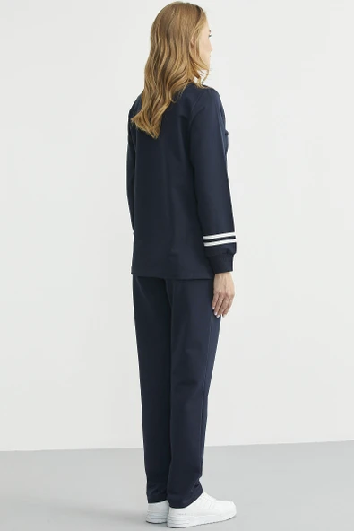 Oversize Parça Detaylı Tunik Eşofman Takım - Lacivert - Resim 6