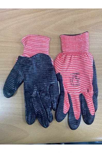 Demir Kırmızı-Siyah Nitril İş Eldiveni, Bahçe Eldiveni No:10