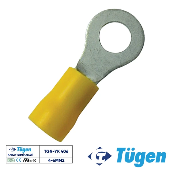 Tügen 4-6mm2 M4 Yuvarlak Kablo Ucu ( 1 Kutu100 Adet ) ürün görseli 1