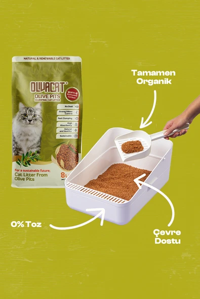 Olivacat Zeytin Çekirdeğinden Üretilen Aktif Karbonlu Tozsuz Doğal Kedi Kumu 8 L - 5