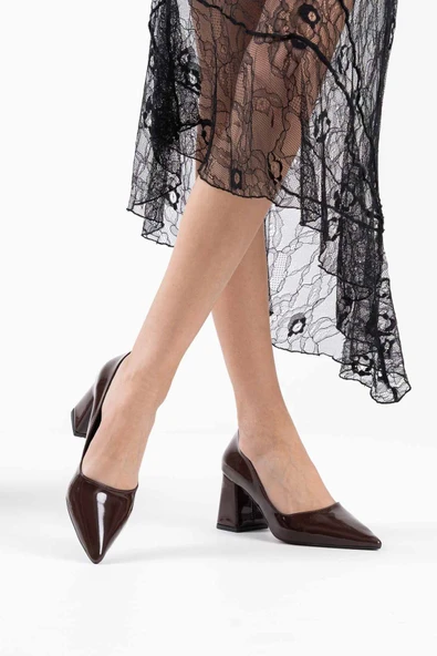 Valeria Acı Kahve Rugan Kadın Topuklu Ayakkabı - Resim 10