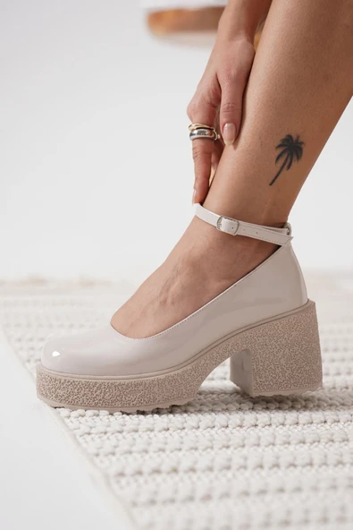 Marla Kadın Bej Rugan Bilekten Baretli Günlük Ayakkabı - Resim 3