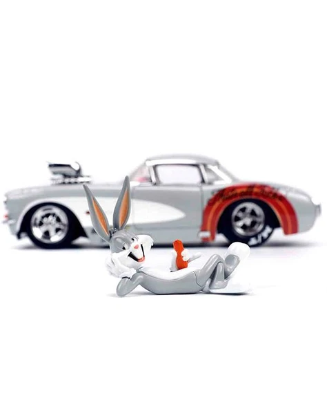 Looney Tunes Bugs Bunny ve 1957 Chevrolet Corvette 1:24 Die Cast Araç ve Figür 32390 - Resim 7