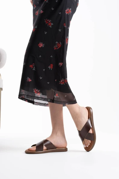 Weasley Acı Kahve Hakiki Deri Terlik - Resim 9