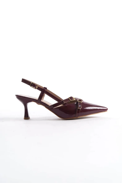 Perla Kadın Bordo Rugan Topuklu Ayakkabı - Resim 5