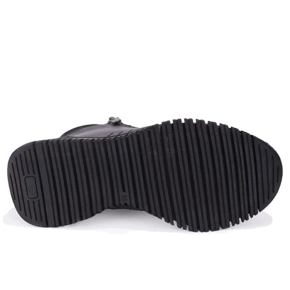 Dagoster DZA07-122042650 Siyah Günlük Düz Taban Fermuarlı Deri Kadın Bot - Resim 4