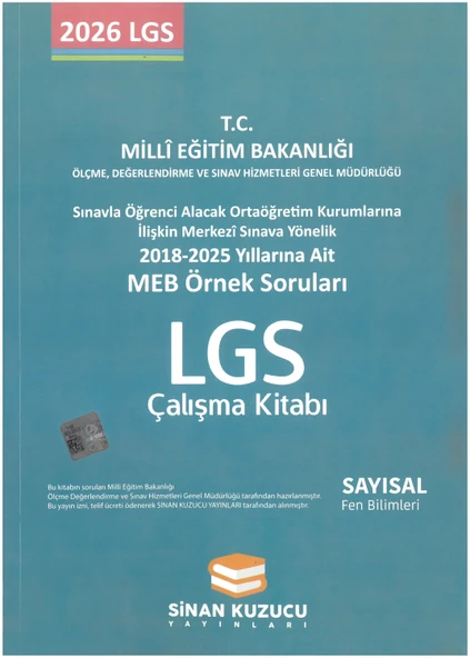 Sinan Kuzucu Meb Örnek Soruları Fen Bilimleri Çalışma Kitabı Yeni ürün görseli