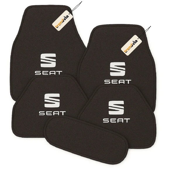 Antrasit Renk SEAT Logolu 5’li Oto Halı Paspas Takımı  Kaymaz Taban, Suya Dayanıklı, Kolay Temizlenebilir Araba Zemin Seti