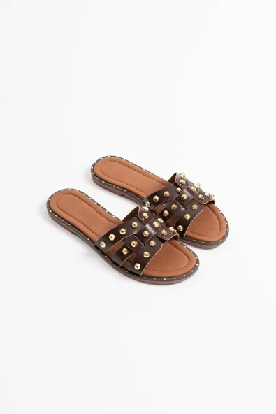 Loose Acı Kahve Hakiki Deri Terlik - Resim 2