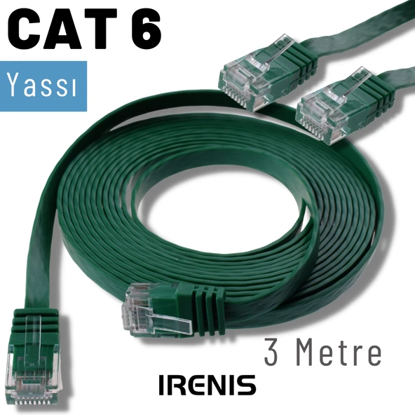 IRENIS 3 Metre CAT6 Kablo Yassı Ethernet Network Lan Ağ İnternet Kablosu - Resim 7