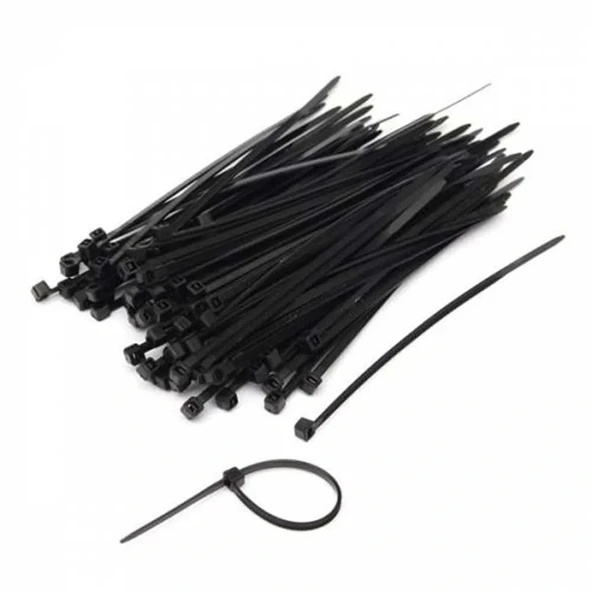 2,5x 200mm ( 20cm) Siyah Plastik Kablo Bağı 100 Adet