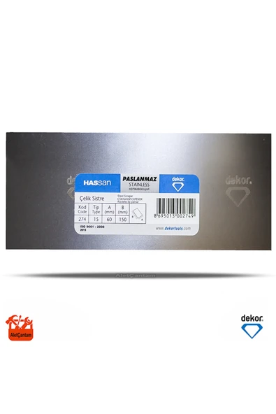 Dekor Hassan Çelik Sistre Paslanmaz Oto Ispatulası 60x15 mm