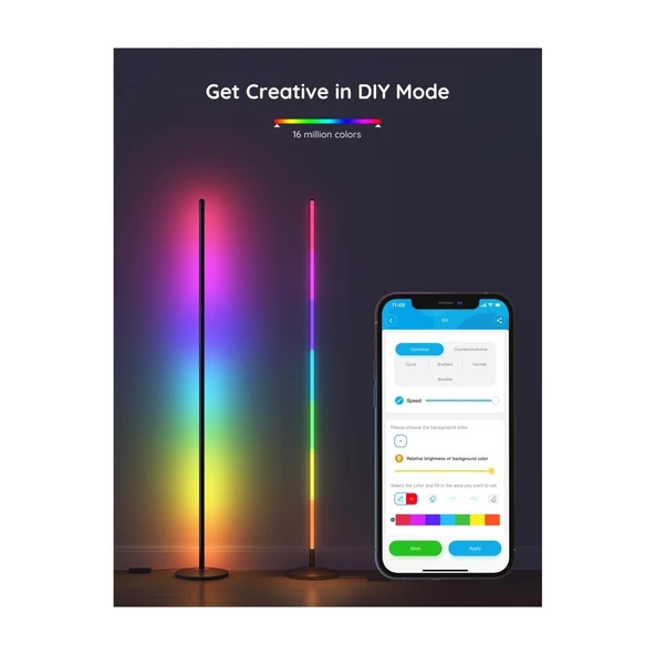 Govee RGBICW Akıllı Dikey Aydınlatma Minimalist Tasarım 3300-4300k Renk Sıcaklığı - Resim 2