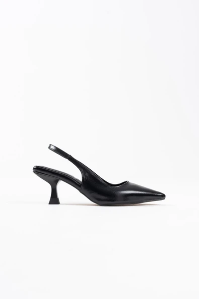 Angelica Kadın Siyah Kırışık Rugan Topuklu Ayakkabı - Resim 6